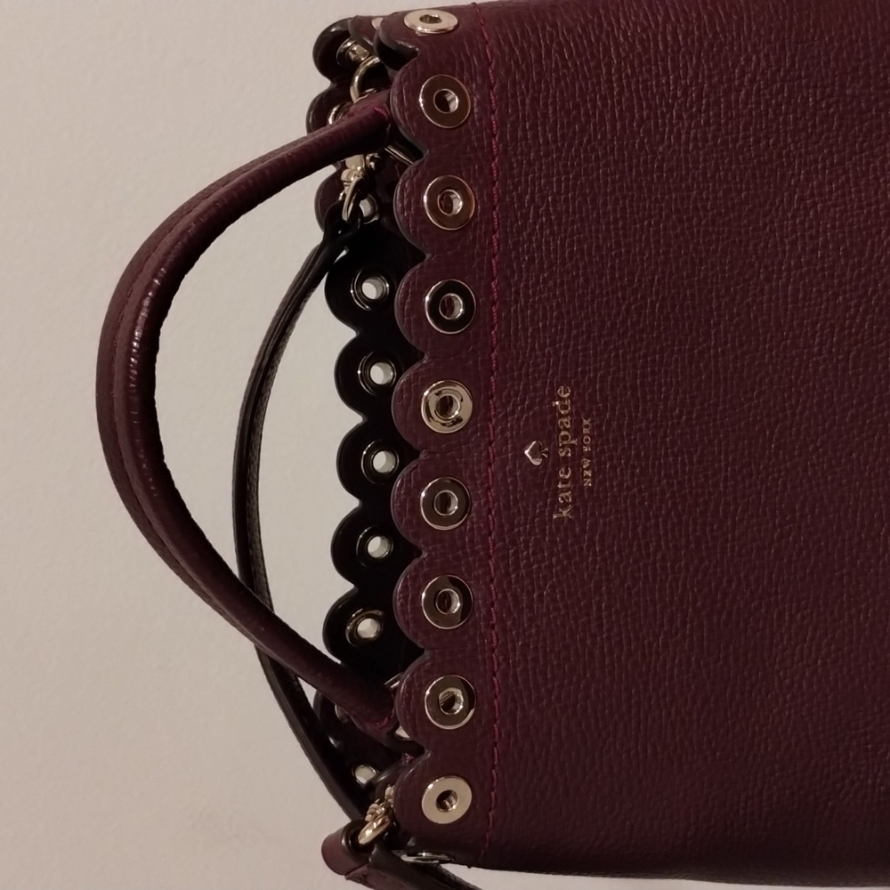 Kate Spade Crossbody Leather Bag Plum - Janell Paloma Purse - Picture 9 of 17